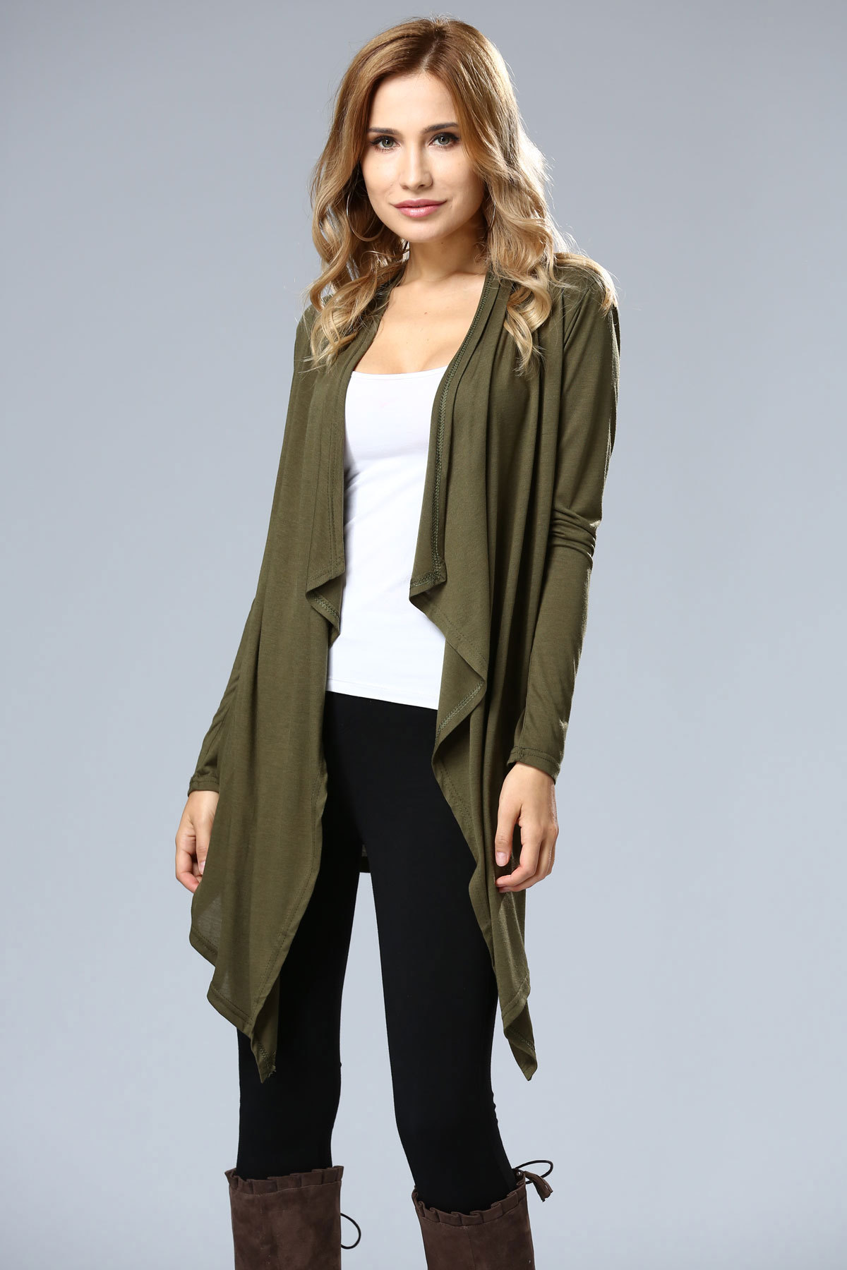 SZ60004-3 Asymmetric Neck Casual Cardigans